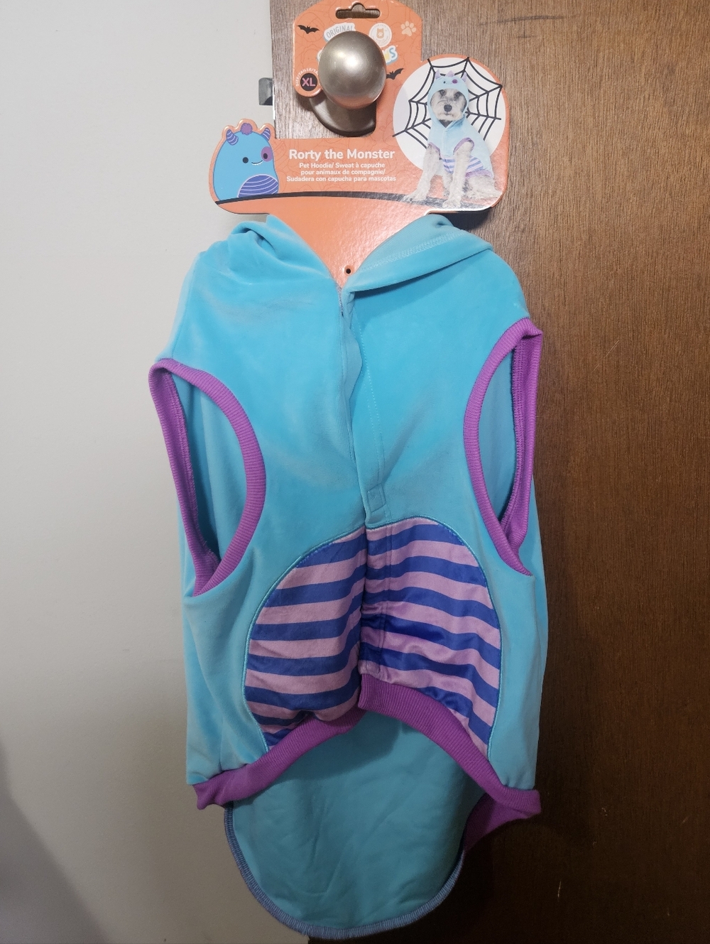 Squishmallows Rorty the Monster Teal & Purple Pet Hoodie Halloween Costume XL